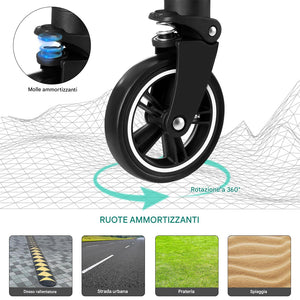 Passeggino Carrozzina 2in1 per Cani Gatti Trasportino Removibile Pieghevole 50kg