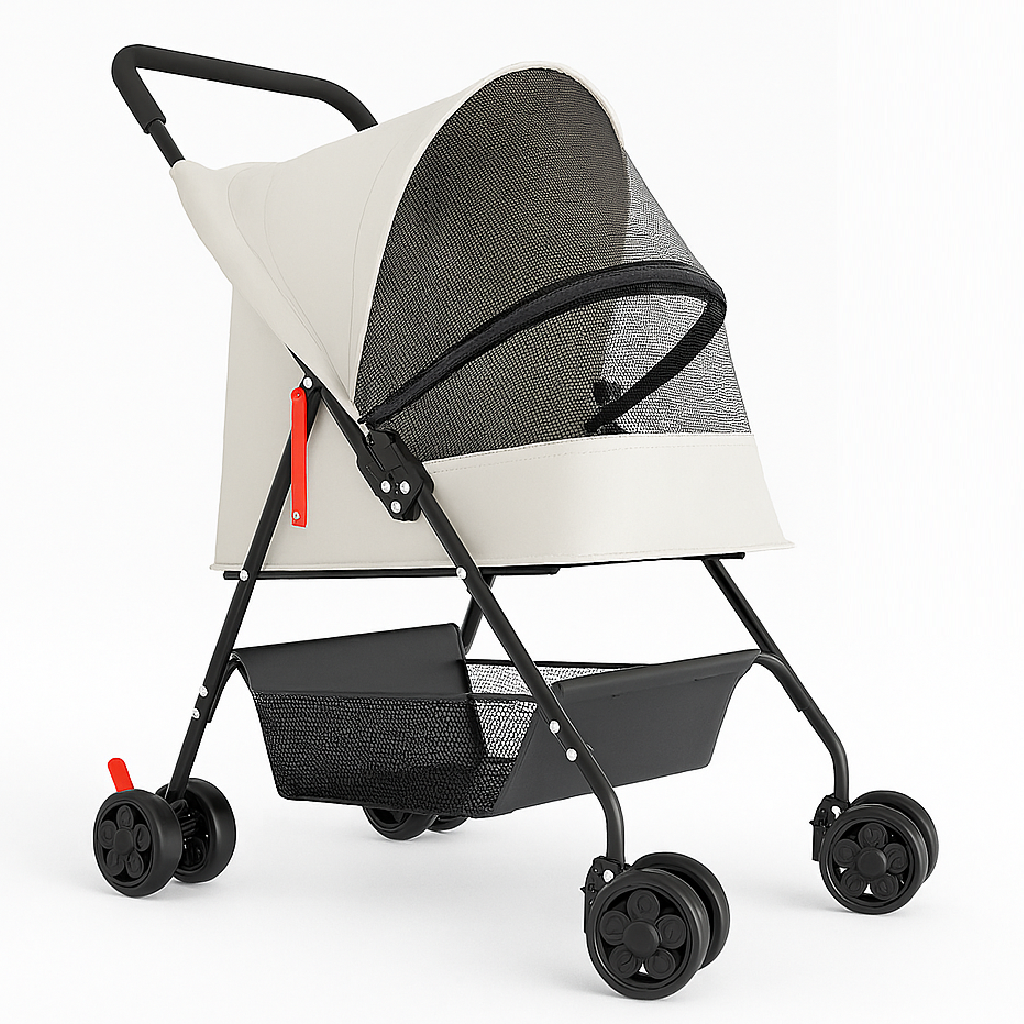 Passeggino Pieghevole per Cani e Gatti con Cappottina Max 15kg Animali Domestici  Grigio