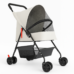 Passeggino Pieghevole per Cani e Gatti con Cappottina Max 15kg Animali Domestici  Grigio