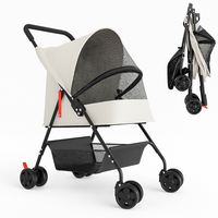 Passeggino Pieghevole per Cani e Gatti con Cappottina Max 15kg Animali Domestici  Grigio