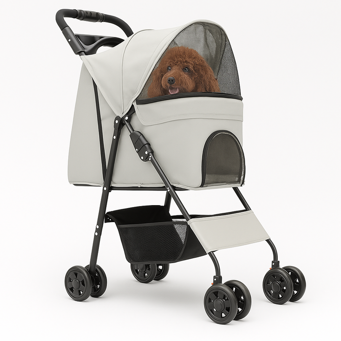Passeggino Pieghevole per Cani e Gatti Taglia Media-Grande fino a 30kg Grigio