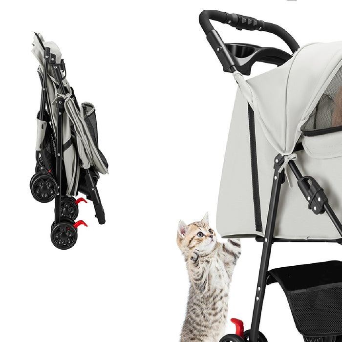 Passeggino Pieghevole per Cani e Gatti Taglia Media-Grande fino a 30kg Grigio