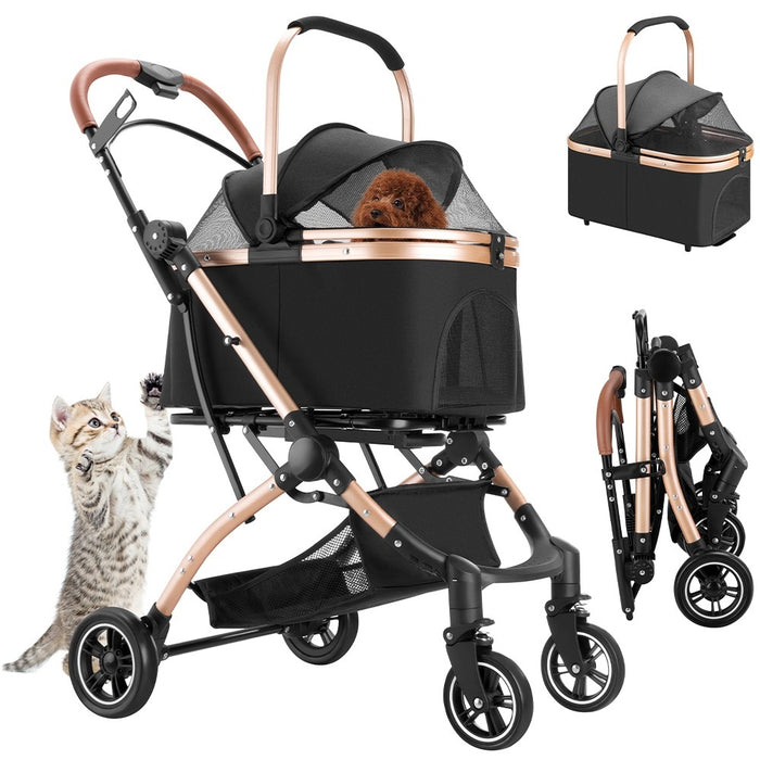 Passeggino Carrozzina 2in1 per Cani Gatti Trasportino Removibile Pieghevole 50kg