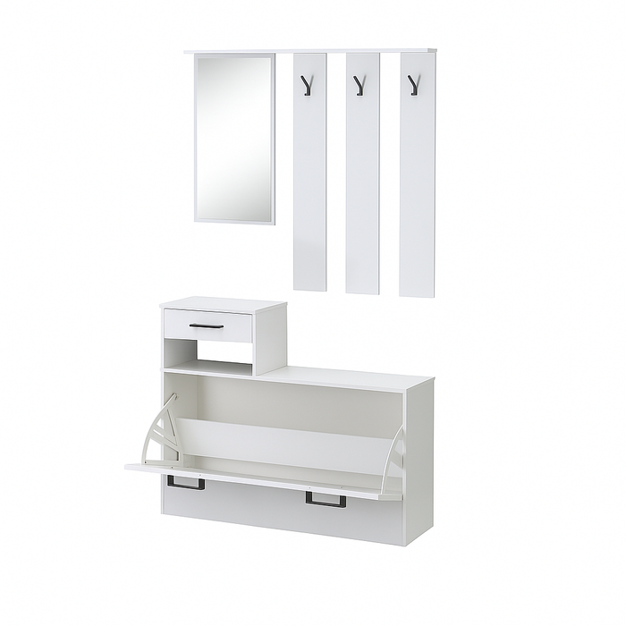 MOBILE INGRESSO RUFOLF BIANCO 100X180H CON SCARPIERA INTEGRATA