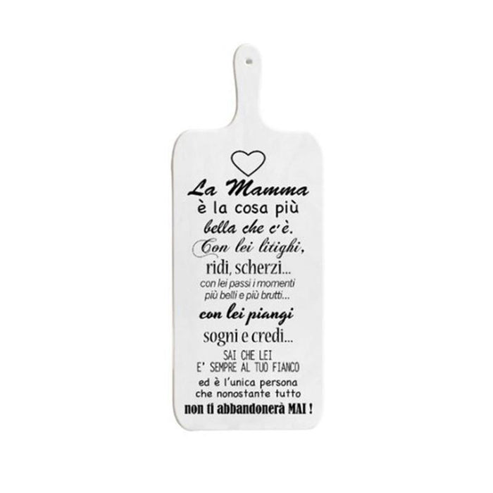 TAGLIERE DA CUCINA BIANCO IN MISURA 15X37 CM CON TEMA E SCRITTA CUORE DI MAMMA