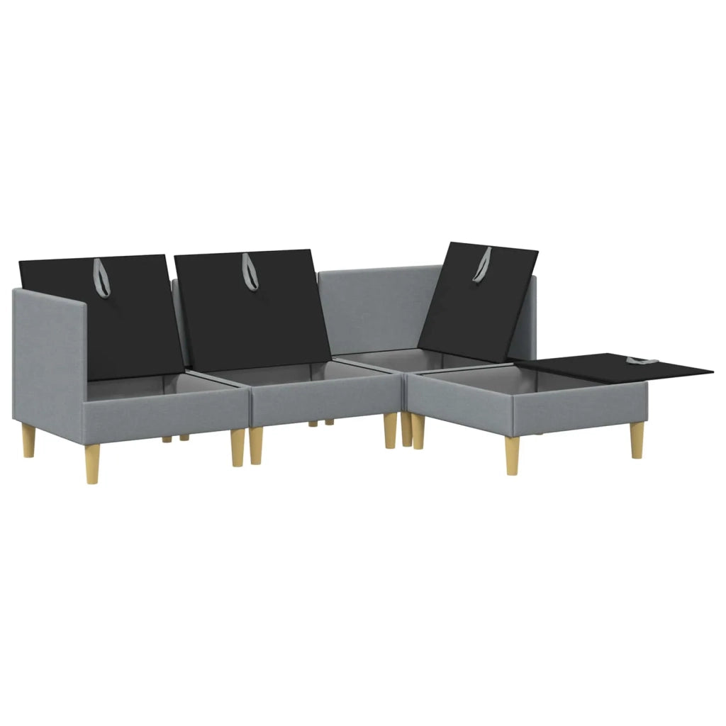 Set di mobili per il soggiorno 4 pcs Grigio Chiaro Tessuto