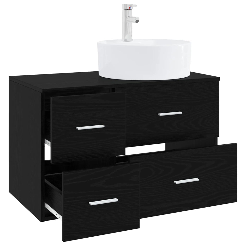 Set di mobili per il bagno 2 pz Rovere Nero 3403985