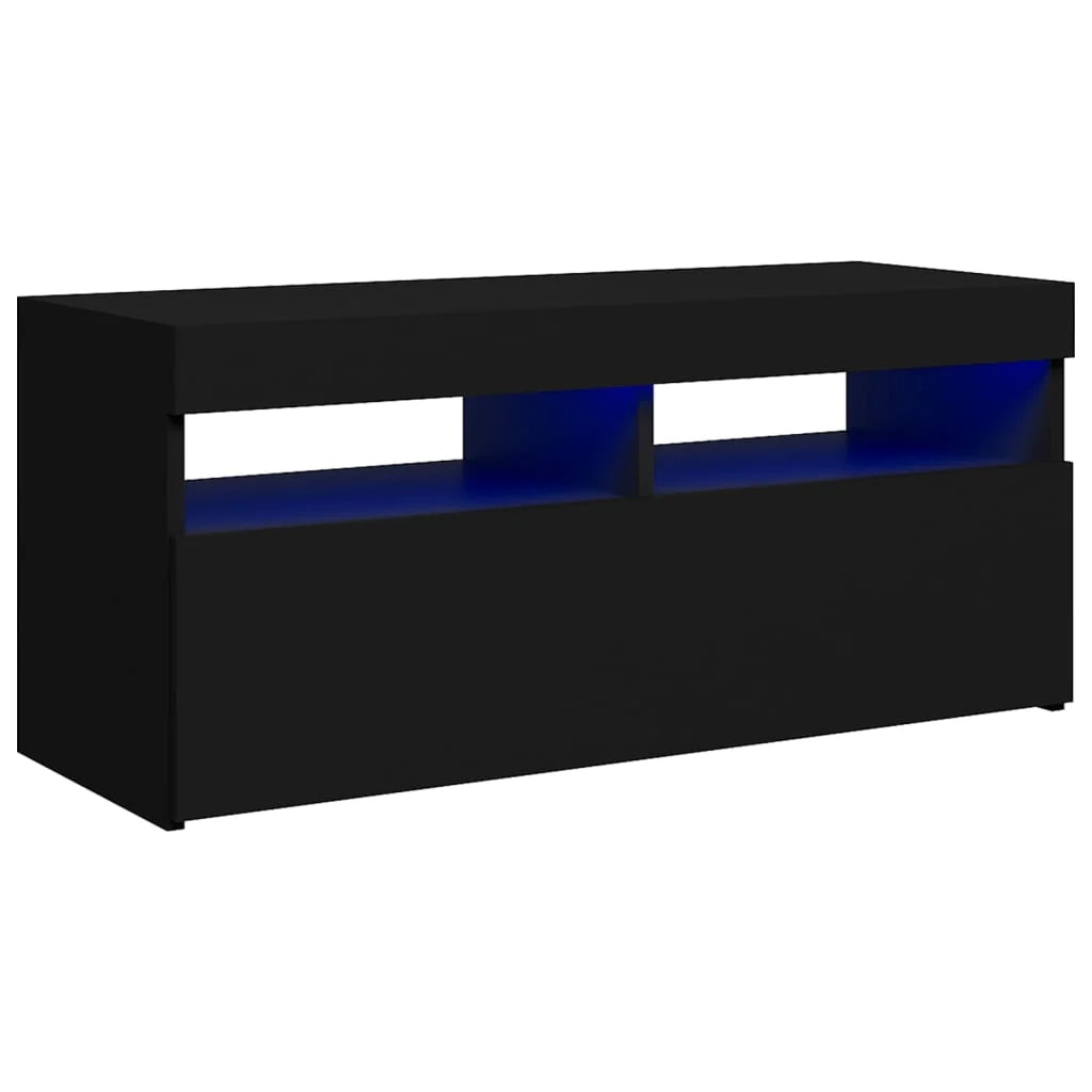 Mobile TV multimediale scaffale TV credenza mobile TV per sala da pranzo soggiorno camera da letto con luci LED 90 x 35 x 40 cm nero 02_0026626