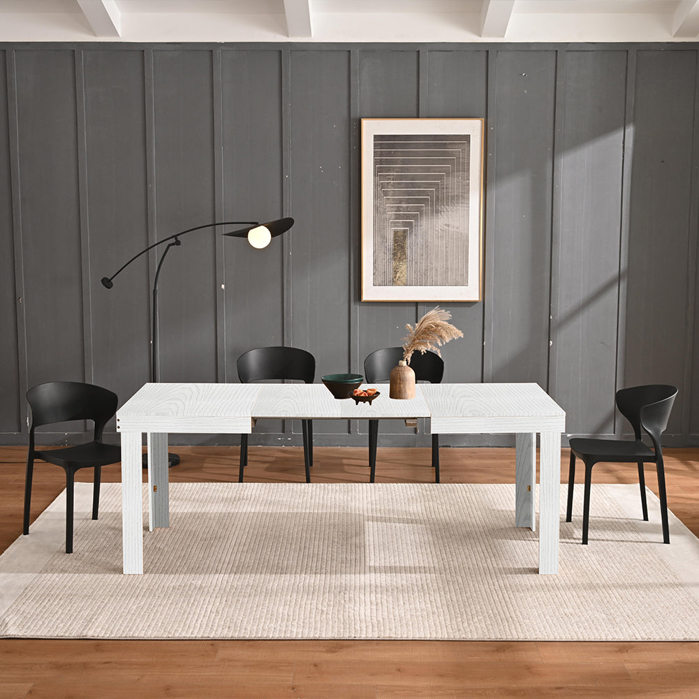 Tavolo da Pranzo Cucina Allungabile Fino a 6 Posti 120-200cm Bianco Frassinato