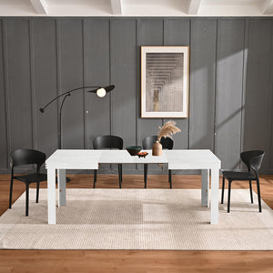 Tavolo da Pranzo Cucina Allungabile Fino a 6 Posti 120-200cm Bianco Frassinato