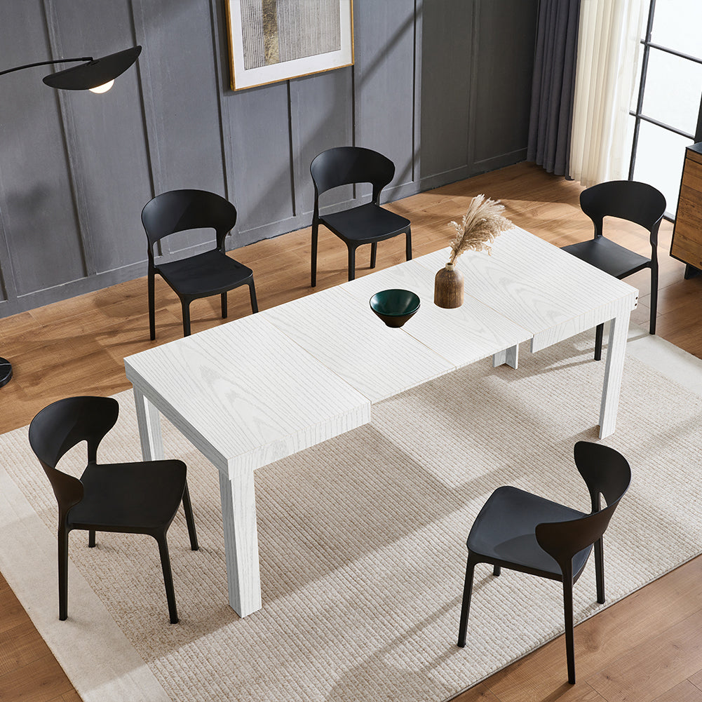 Tavolo da Pranzo Cucina Allungabile Fino a 6 Posti 120-200cm Bianco Frassinato