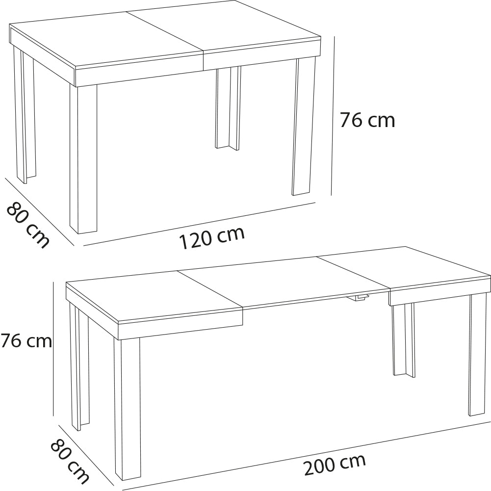 Tavolo da Pranzo Allungabile Fino 6 Posti 120-200cm Cemento Cucina Estensibile
