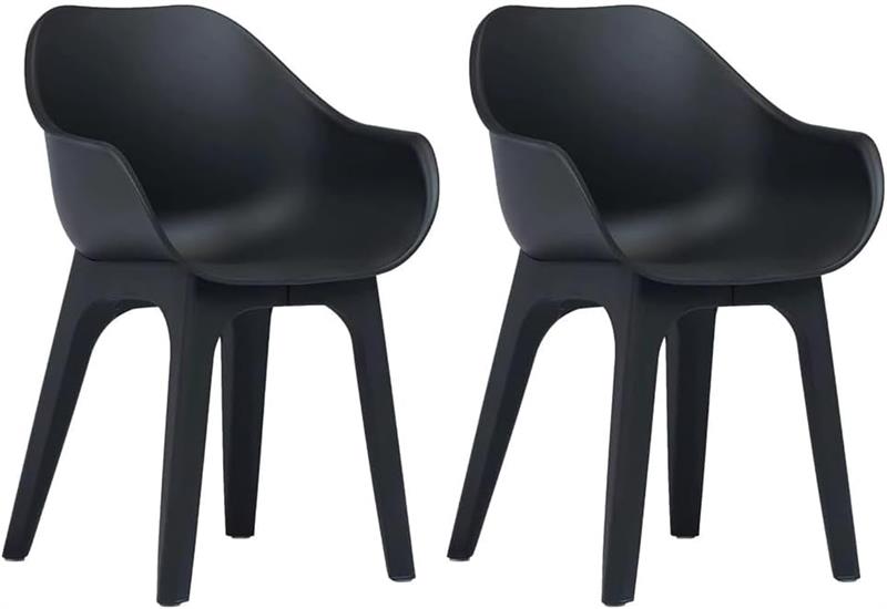 GHIBLI SET 2 SEDIE POLTRONA IN PLASTICA 55 X 50,5 X H81 CM ANTRACITE