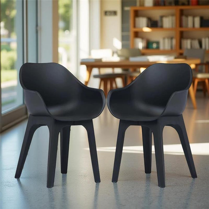 GHIBLI SET 2 SEDIE POLTRONA IN PLASTICA 55 X 50,5 X H81 CM ANTRACITE