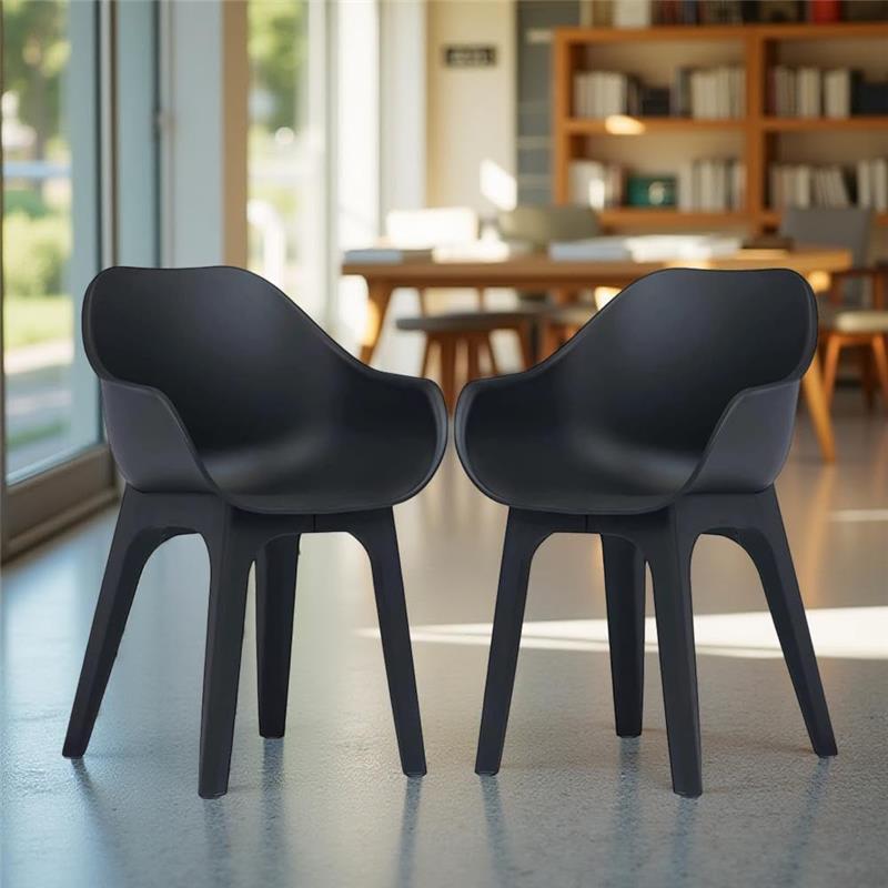 GHIBLI SET 2 SEDIE POLTRONA IN PLASTICA 55 X 50,5 X H81 CM ANTRACITE