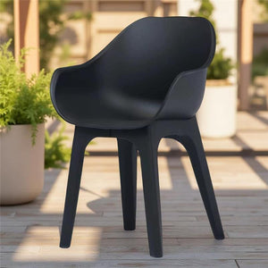 GHIBLI SET 2 SEDIE POLTRONA IN PLASTICA 55 X 50,5 X H81 CM ANTRACITE