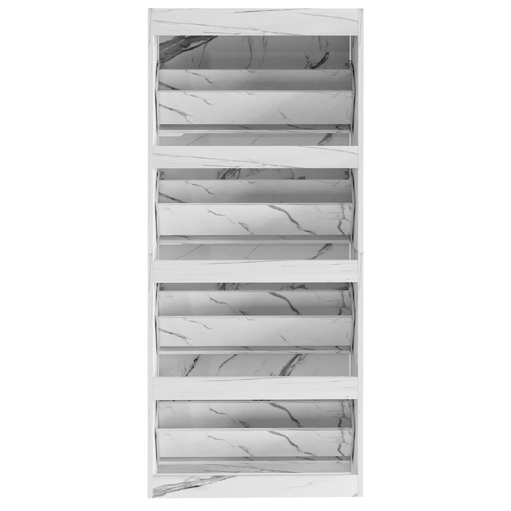 Scarpiera 4 Ante Ripiani Doppia Profondità Portascarpe Bianco Marmo 63x24x150 cm