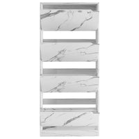 Scarpiera 4 Ante Ripiani Doppia Profondità Portascarpe Bianco Marmo 63x24x150 cm