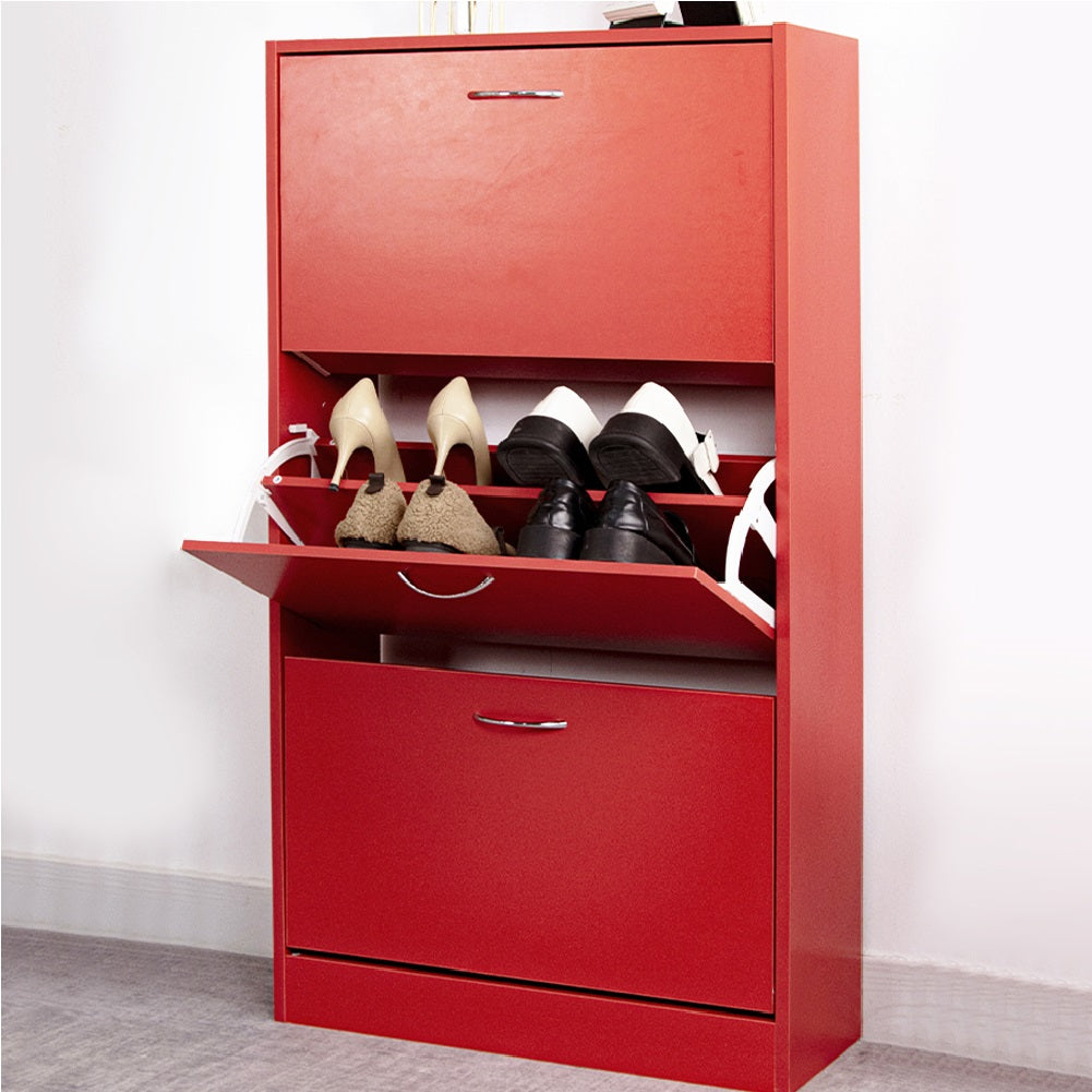 Mobile Scarpiera 3Ante Salvaspazio Doppia Profondità 63x24 H115cm Colore Rosso