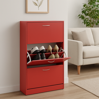 Mobile Scarpiera 3Ante Salvaspazio Doppia Profondità 63x24 H115cm Colore Rosso