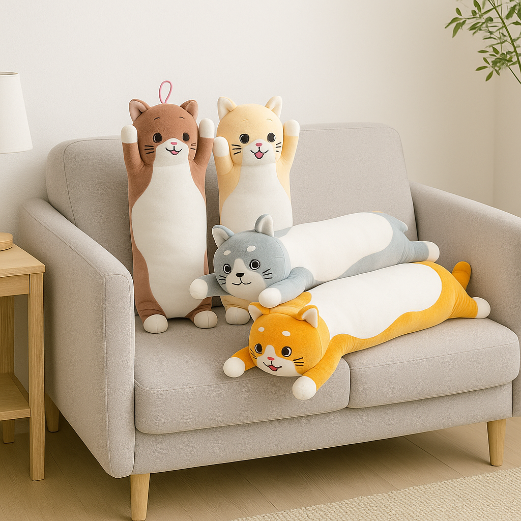 3 pezzi Peluche Cuscino Gattini 50cm Morbidi e Colorati Idea Regalo Bambini e Adulti