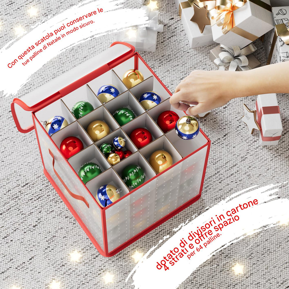 Scatola Decorazioni Natalizie Organizer Addobbi Natalizi Capacità 64 Palline