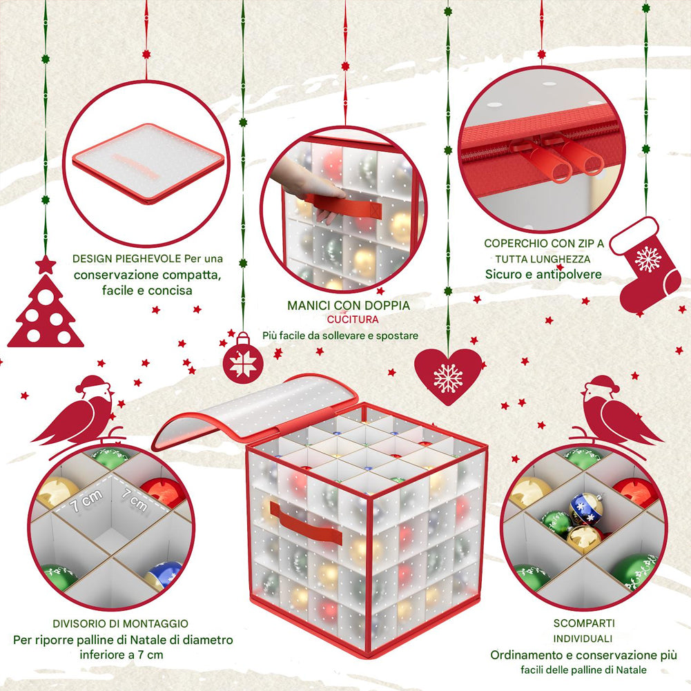 Scatola Decorazioni Natalizie Organizer Addobbi Natalizi Capacità 64 Palline