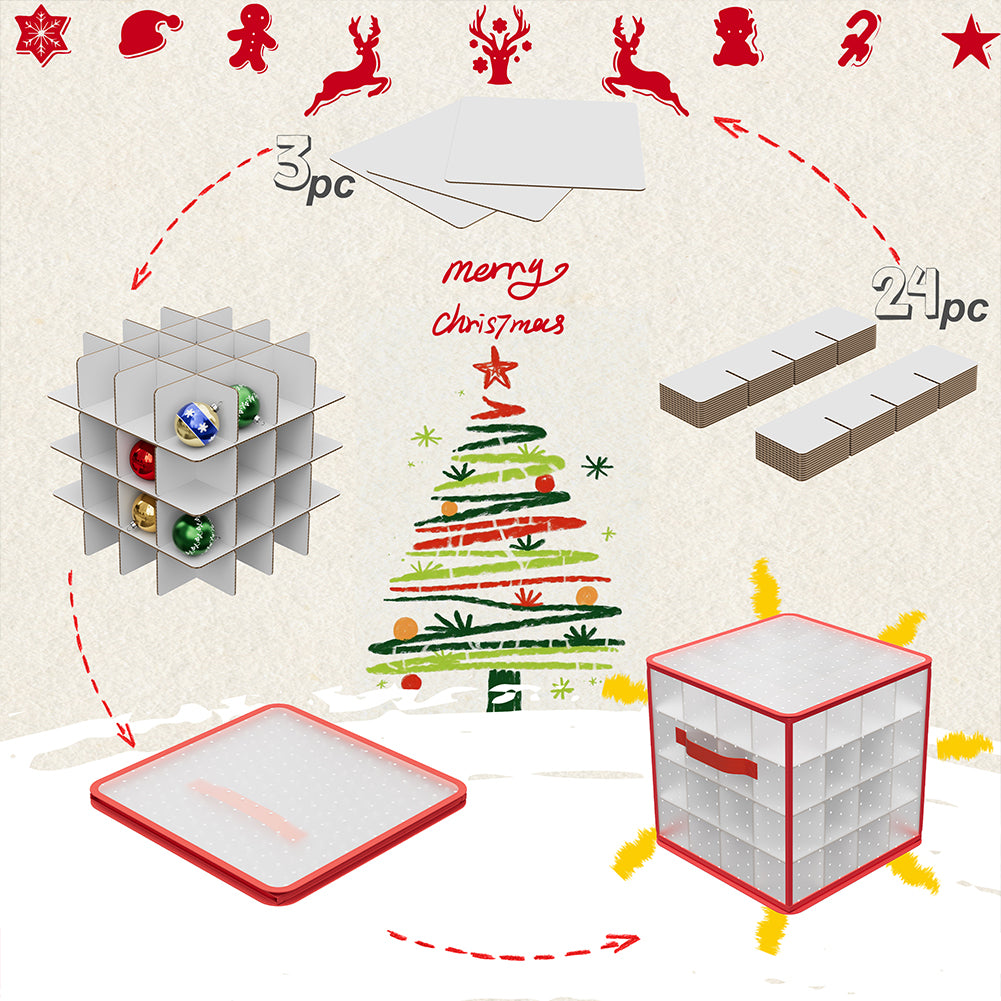 Scatola Decorazioni Natalizie Organizer Addobbi Natalizi Capacità 64 Palline