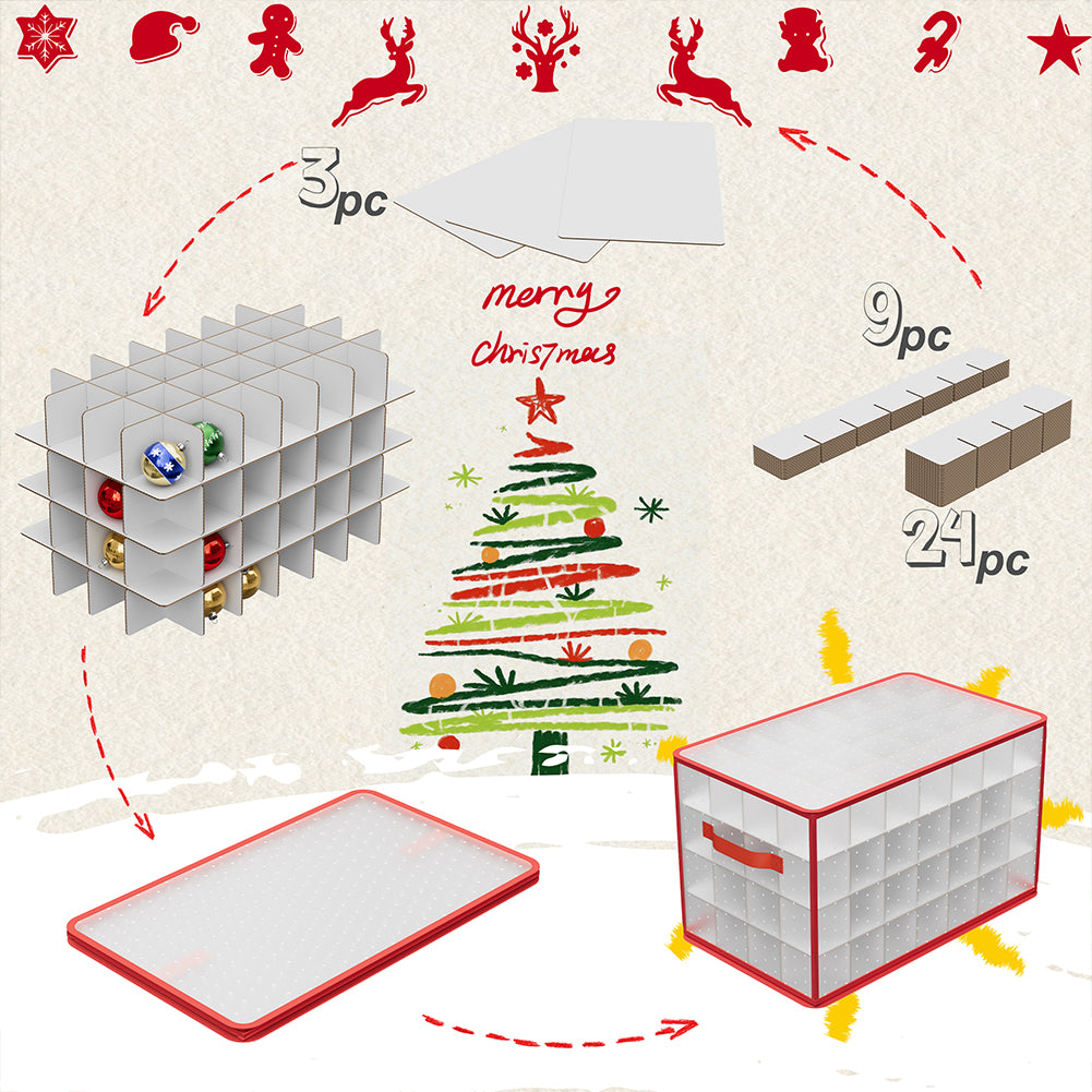 Scatola Decorazioni Natalizie Organizer Addobbi Natalizi Capacità 112 Palline