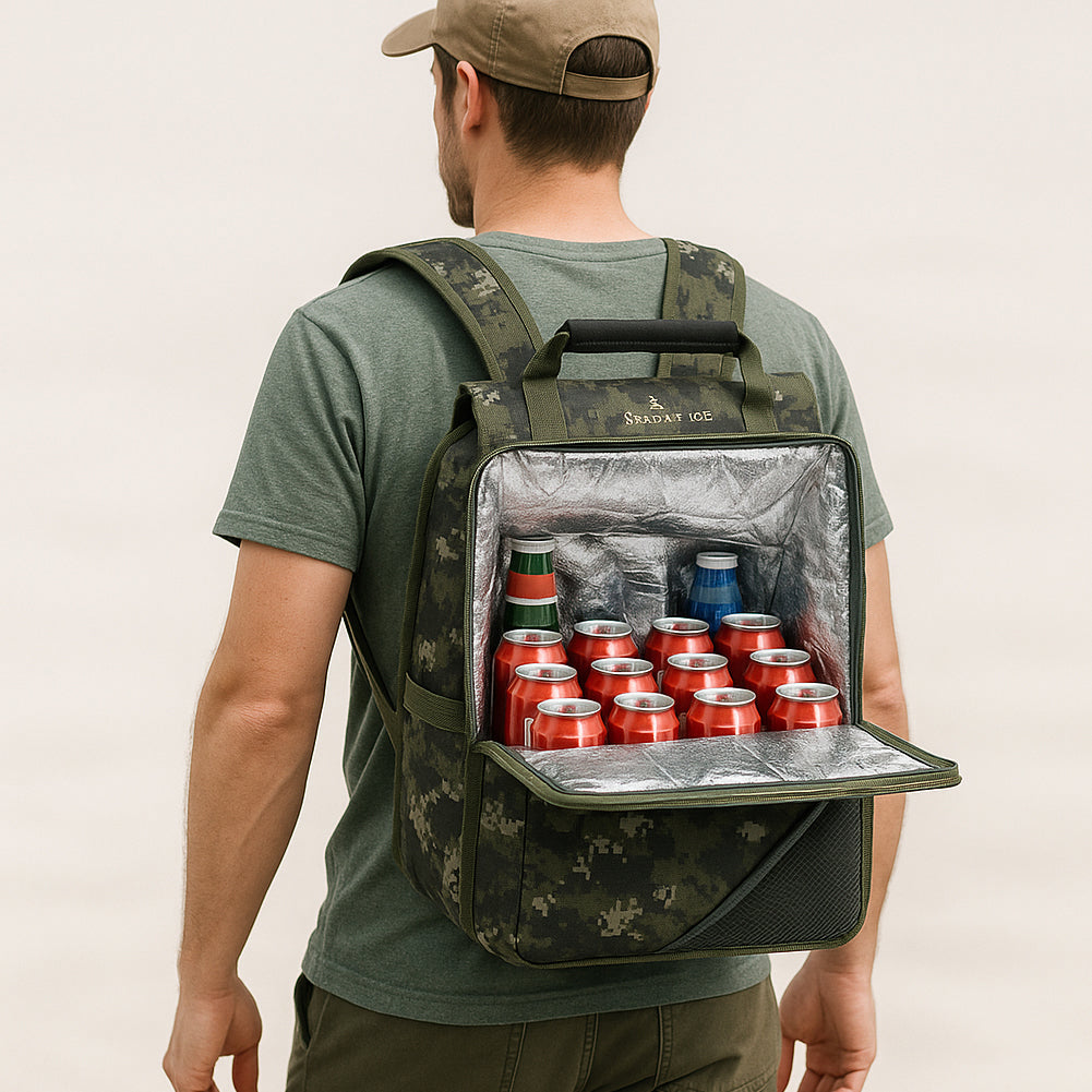 Zaino Borsa Frigo 18L Verde Militare per Campeggio Mare Picnic Trekking Multiuso