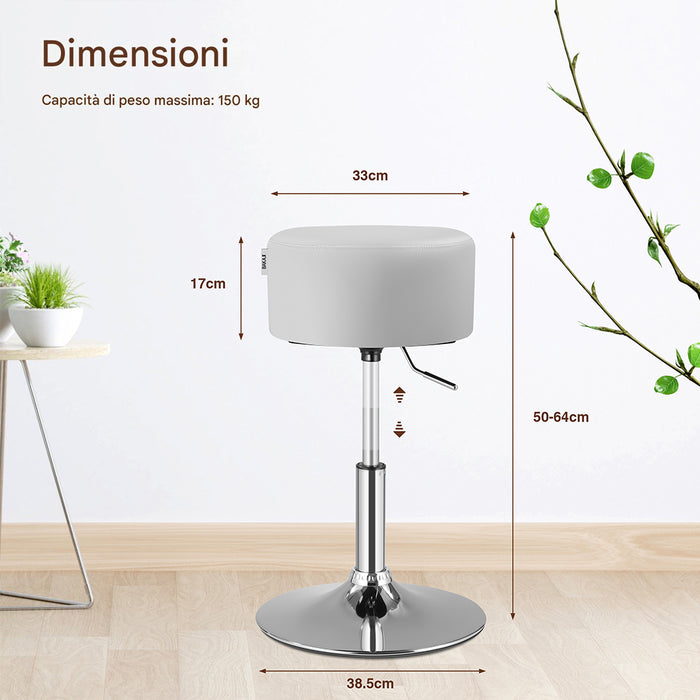 Sgabello Make Up Toeletta Seduta Comoda Sgabellino Rotante Bianco Portata 130kg