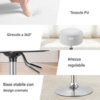 Sgabello Make Up Toeletta Seduta Comoda Sgabellino Rotante Bianco Portata 130kg