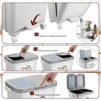 Pattumiera da Cucina Doppio Bidone 38 L Secchio con Separazione Rifiuti e Ruote