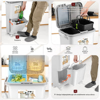 Pattumiera da Cucina Doppio Bidone 38 L Secchio con Separazione Rifiuti e Ruote