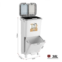 Pattumiera da Cucina Doppio Bidone 38 L Secchio con Separazione Rifiuti e Ruote