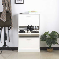 Scarpiera 3Ante Doppia Profondità Salvaspazio Bianco Lucido 63x24H150cm Legno mdf