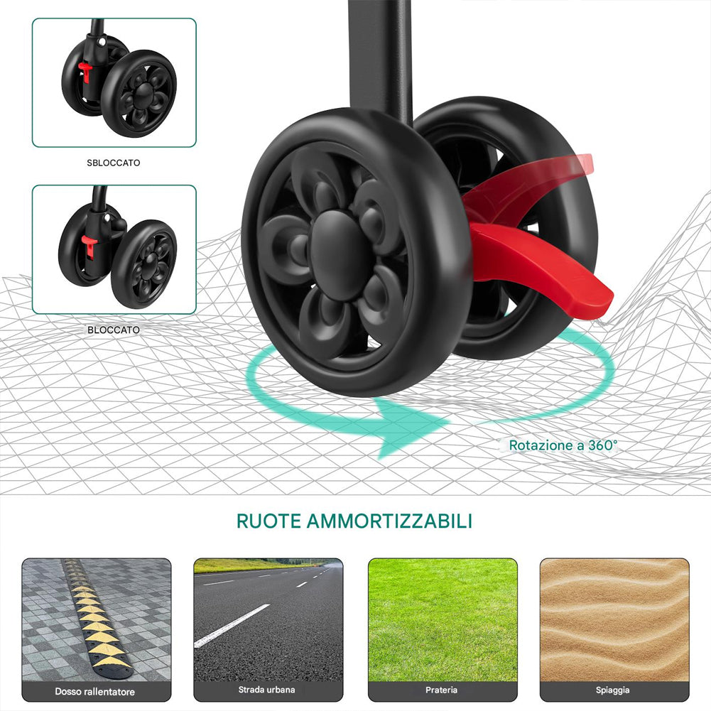 Passeggino per Cani Gatti 2in1 Cestello Rimovibile Pieghevole e Traspirante Nero