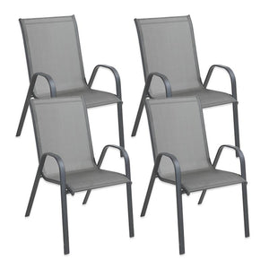 MA MAISON SET 4 SEDIE JUDY GRIGIA MODERNA 54X67X90H CM STRUTTURA IN ACCIAIO TESSUTO TEXILENTE 2X1 -  IMPILABILE