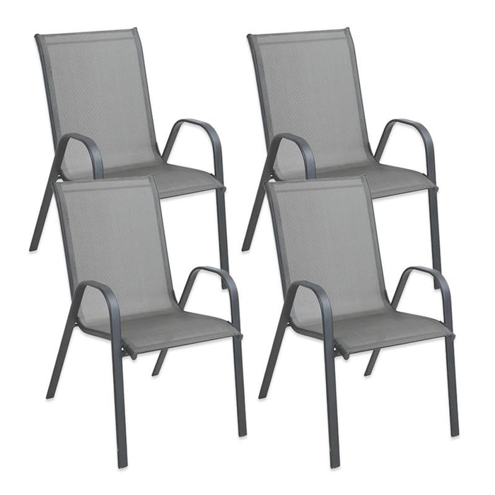 MA MAISON SET 4 SEDIE JUDY GRIGIA MODERNA 54X67X90H CM STRUTTURA IN ACCIAIO TESSUTO TEXILENTE 2X1 -  IMPILABILE