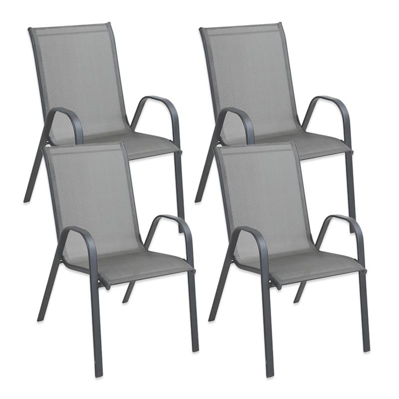 MA MAISON SET 4 SEDIE JUDY GRIGIA MODERNA 54X67X90H CM STRUTTURA IN ACCIAIO TESSUTO TEXILENTE 2X1 -  IMPILABILE