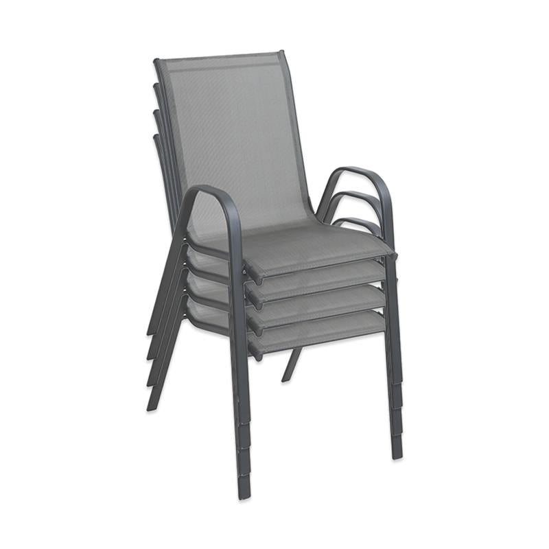 MA MAISON SET 4 SEDIE JUDY GRIGIA MODERNA 54X67X90H CM STRUTTURA IN ACCIAIO TESSUTO TEXILENTE 2X1 -  IMPILABILE