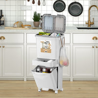 Pattumiera da Cucina Doppio Bidone 42L Secchio con Cassetto Separazione Rifiuti