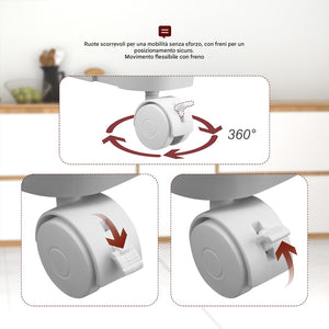 Pattumiera da Cucina Doppio Bidone 42L Secchio con Cassetto Separazione Rifiuti