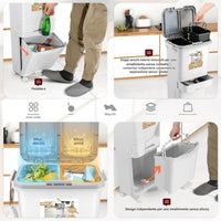 Pattumiera da Cucina Doppio Bidone 42L Secchio con Cassetto Separazione Rifiuti