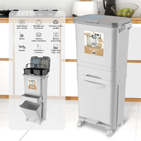 Pattumiera da Cucina Doppio Bidone 42L Secchio con Cassetto Separazione Rifiuti