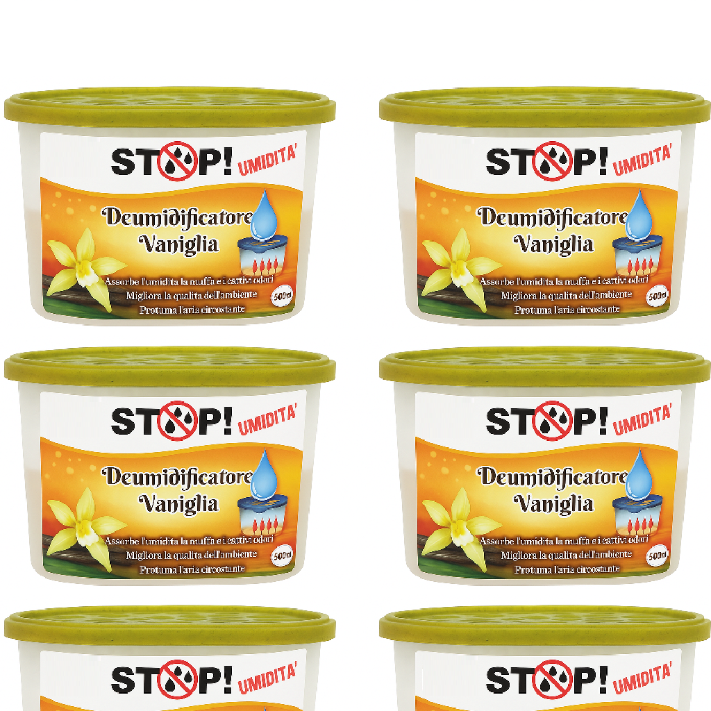 6pz Deumidificatore Casa Portatile 500ml contro Muffa Assorbi Umidità Vaniglia