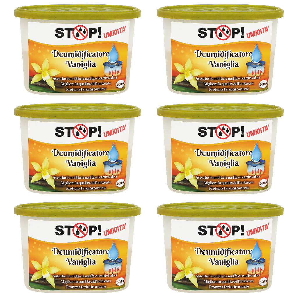 6pz Deumidificatore Casa Portatile 500ml contro Muffa Assorbi Umidità Vaniglia