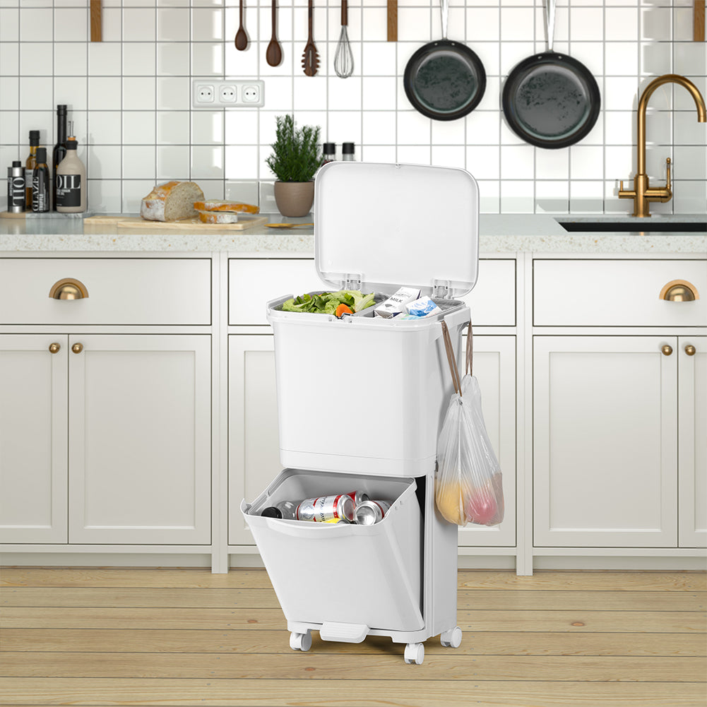 Pattumiera da Cucina Doppio Bidone 38 L Secchio Separazione Rifiuti Salvaspazio