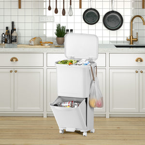 Pattumiera da Cucina Doppio Bidone 38 L Secchio Separazione Rifiuti Salvaspazio