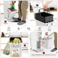 Pattumiera da Cucina Capacità Bidone 29L Secchio Ribaltabile Rifiuti Salvaspazio